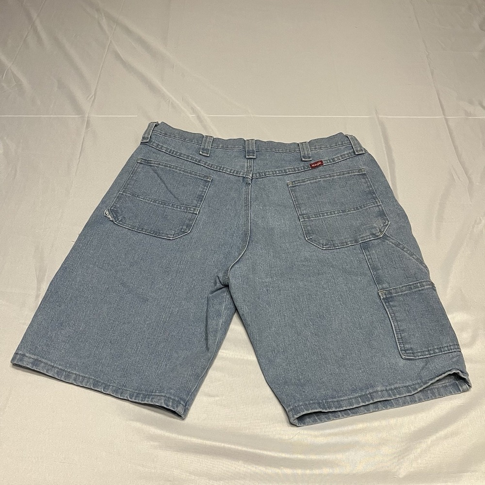 Y2K  Wrangler Jean Shorts Mens 34 Blue Denim Carpenter Jorts Baggy Skater